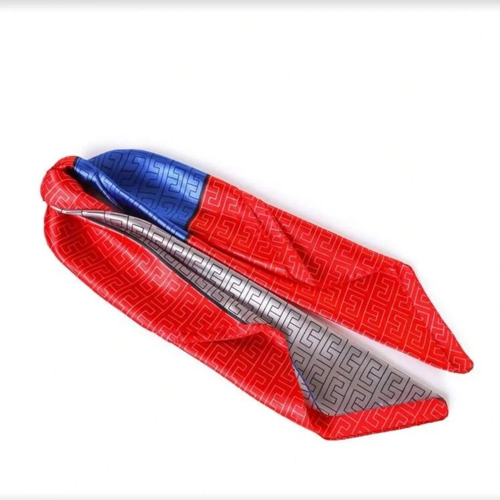 ✨NEW Red Silver Geometric Print Head Scarf